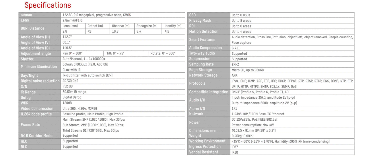 دوربین مداربسته تحت شبکه دام حارس مدل HARES IPC-P2F2W-I30S