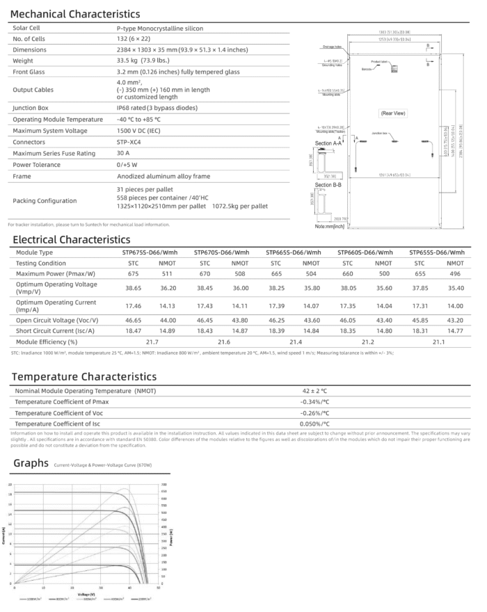 1 پنل خورشیدی سانتک Suntech سری Ultra X مدل STP655-675S-D66-Wmh - Image 3