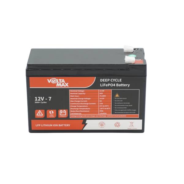 باطری ولتامکس لیتیوم مدل 12.8 ولت 7 آمپر ساعت(2025) باطری یو پی اس ups ولتامکس voltamax لیتیوم مدل 12.8 ولت 7 آمپر ساعت(2025)