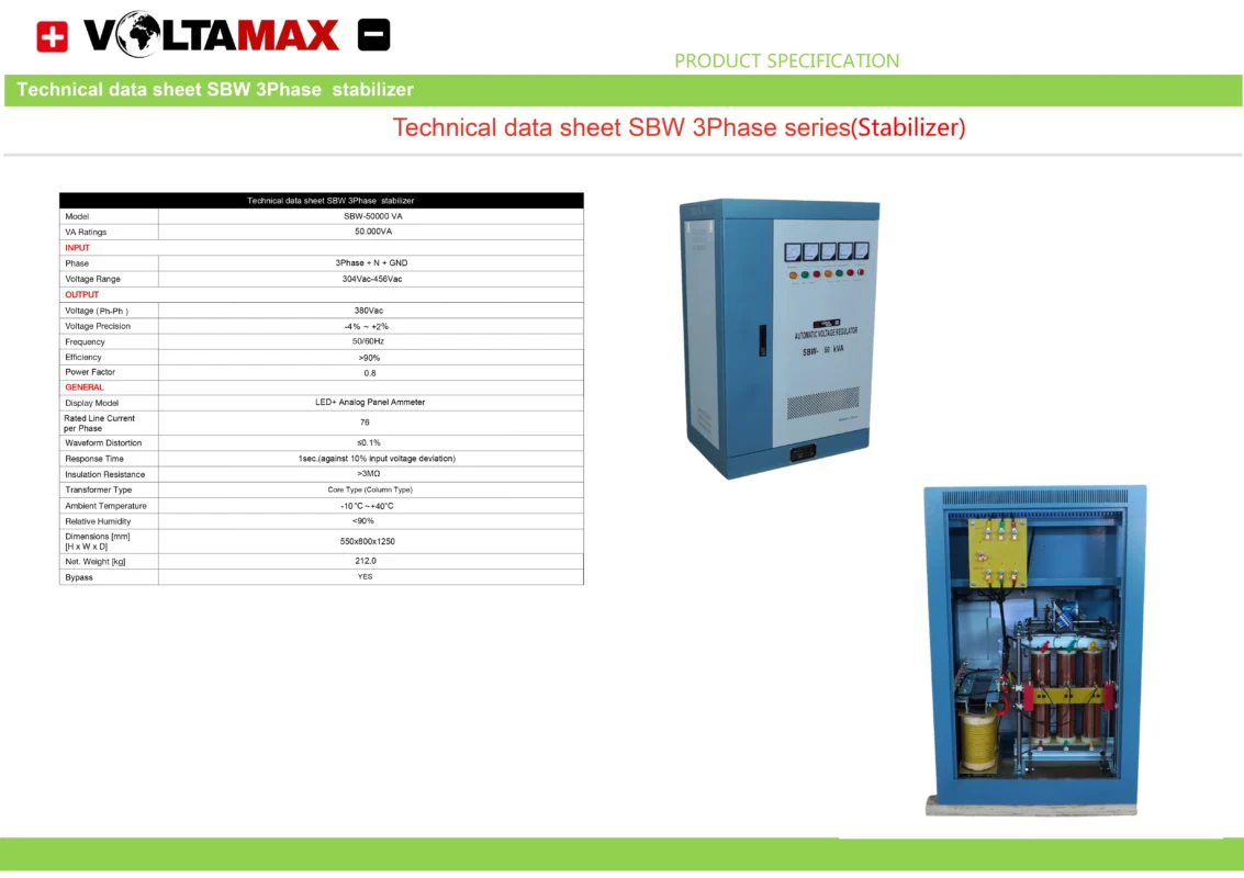 استابلایزر ولتامکس Voltamax Stabilizer سه فاز SBW 50KVA 3-3