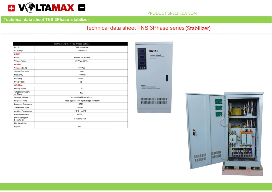 استابلایزر ولتامکس Voltamax Stabilizer سه فاز TNS 100KVA 3-3