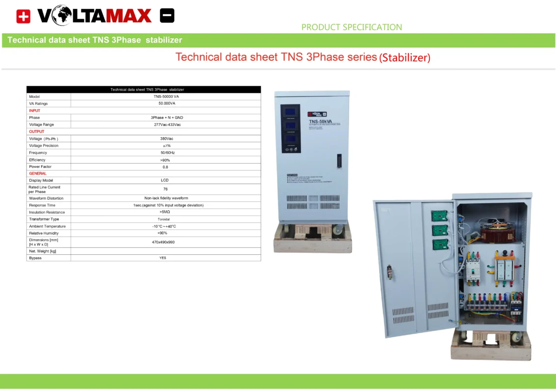 استابلایزر ولتامکس Voltamax Stabilizer سه فاز TNS 50KVA 3-3