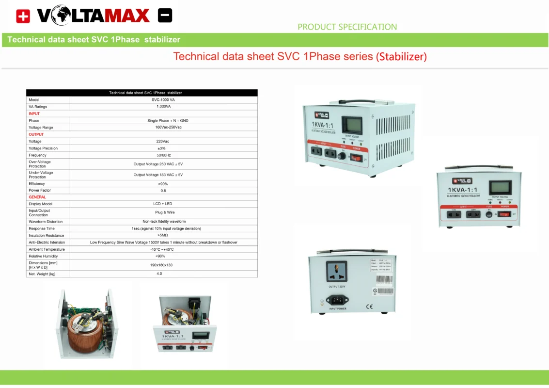 استابلایزر ولتامکس Voltamax Stabilizer تک فاز ZTY-1000 VA