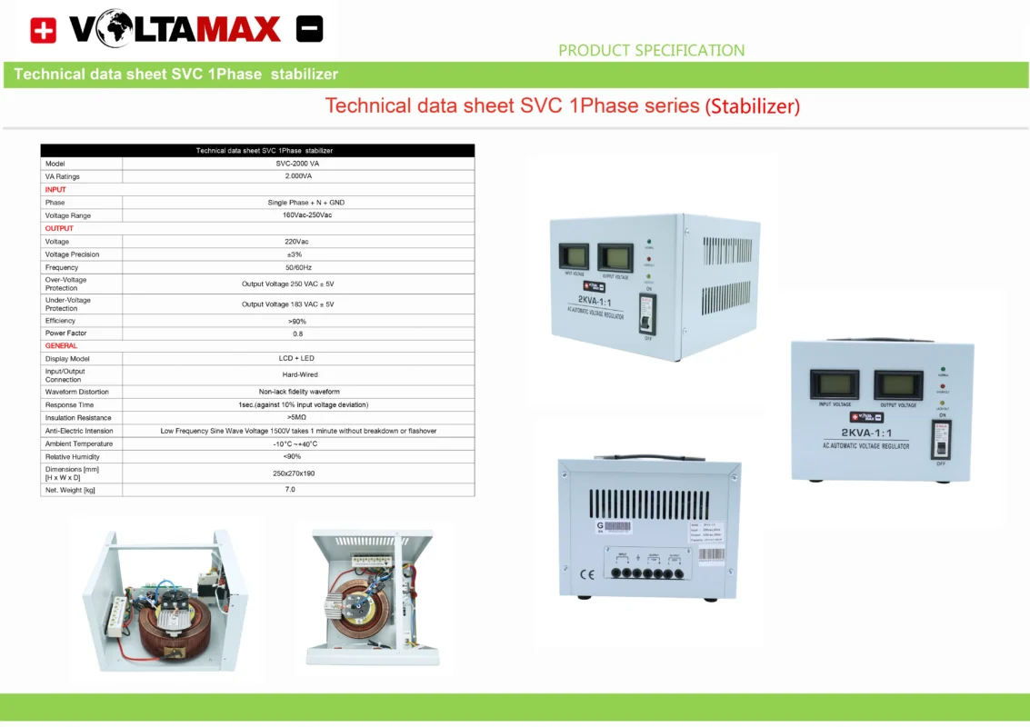 استابلایزر ولتامکس Voltamax Stabilizer تک فاز ZTY-2000 VA