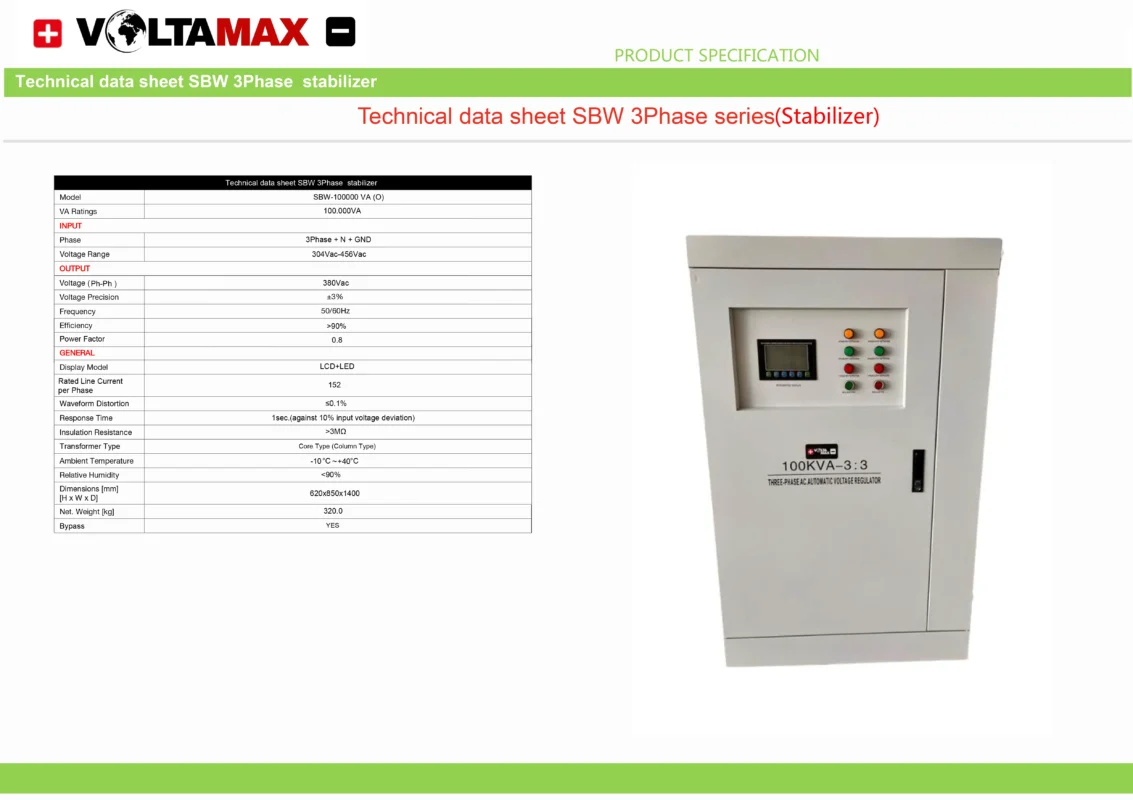 استابلایزر ولتامکس Voltamax Stabilizer سه فاز SBW-100000 VA 3/3