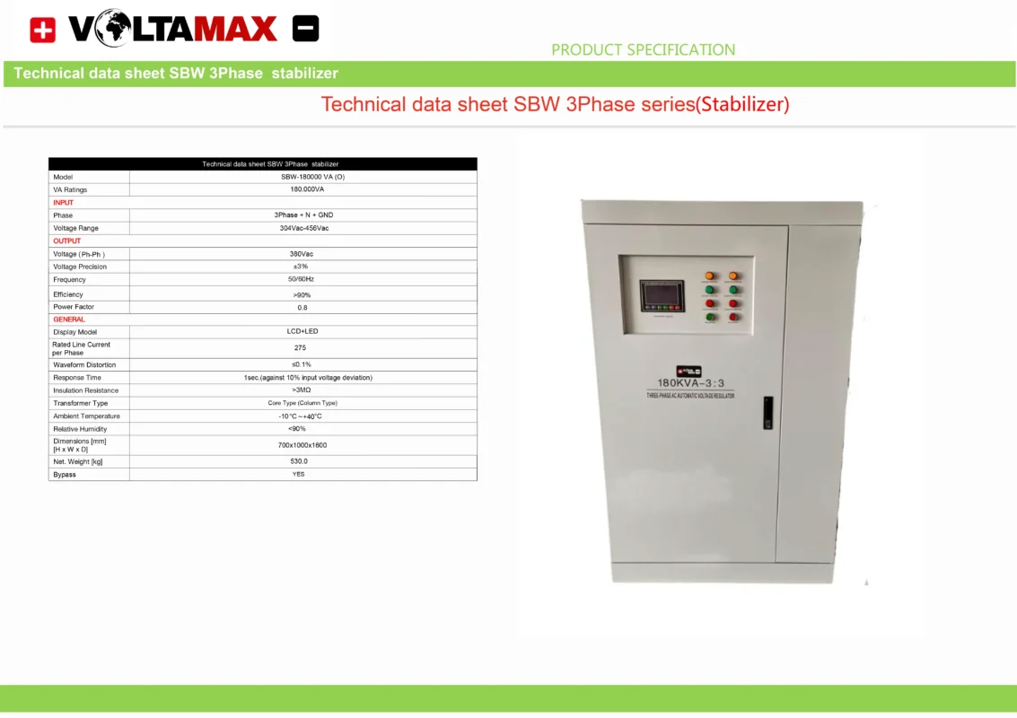 استابلایزر ولتامکس Voltamax Stabilizer سه فاز SBW-180000 VA 3/3