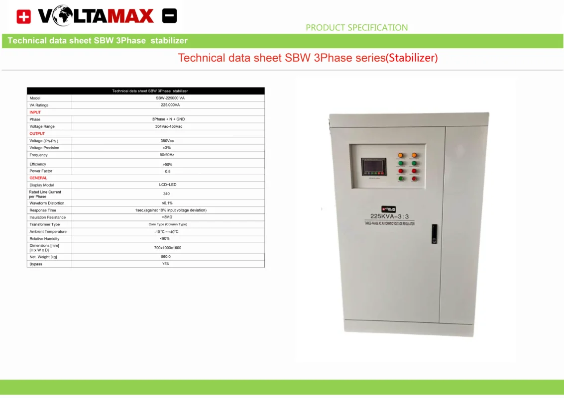 استابلایزر ولتامکس Voltamax Stabilizer سه فاز SBW-225000 VA 3/3