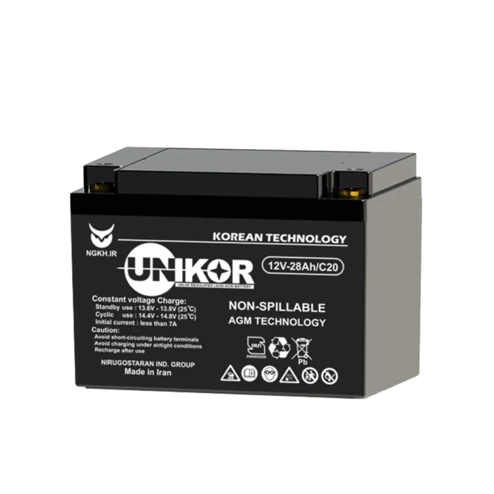 باطری یو پی اس یونیکور 12 ولت 28 آمپرساعت Unikor Ups Battery