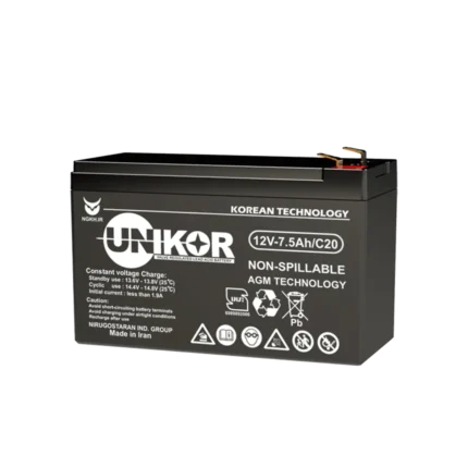 باطری یو پی اس یونیکور 12 ولت 7.5 آمپرساعت Unikor Ups Battery
